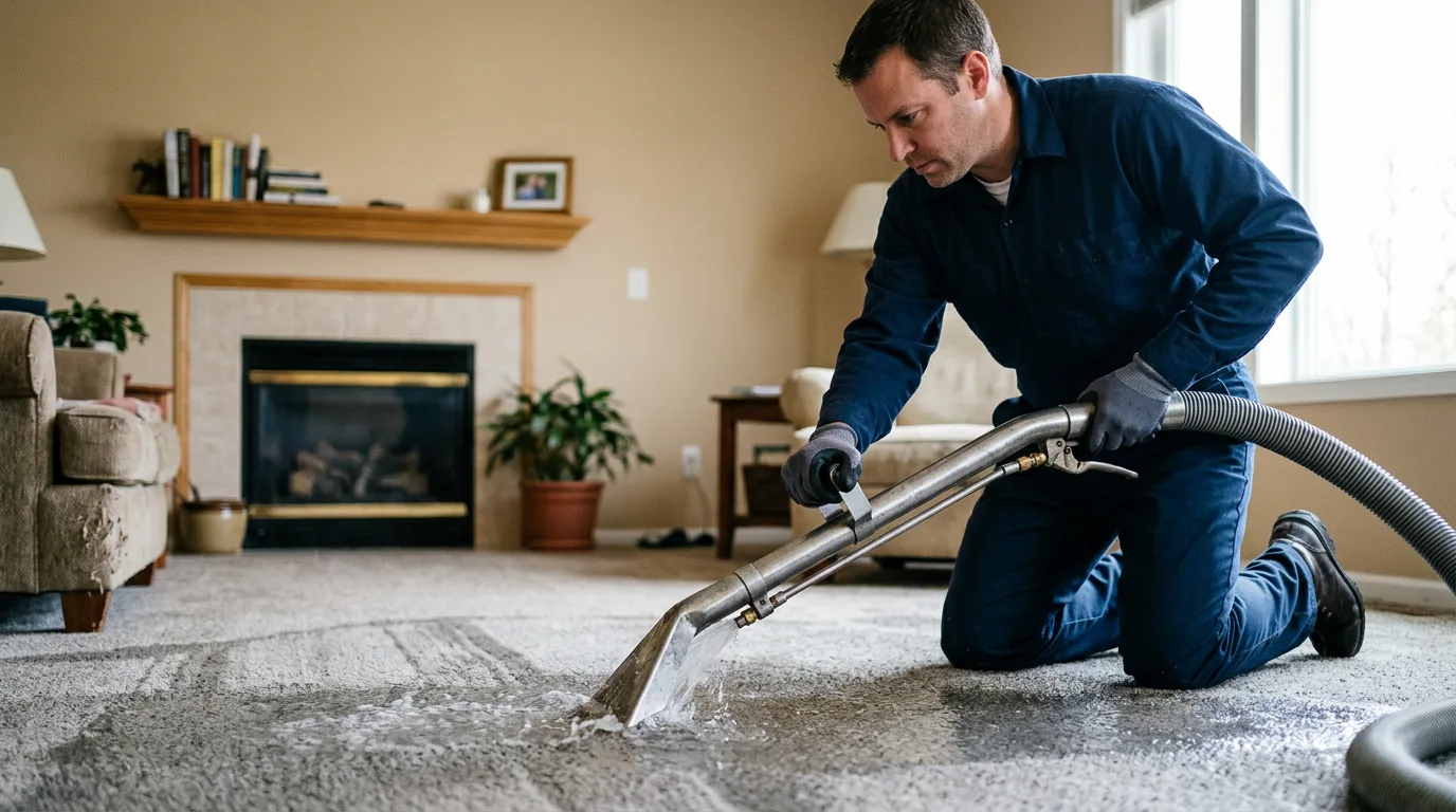 Water damage restoration technician working near Oswego, NY